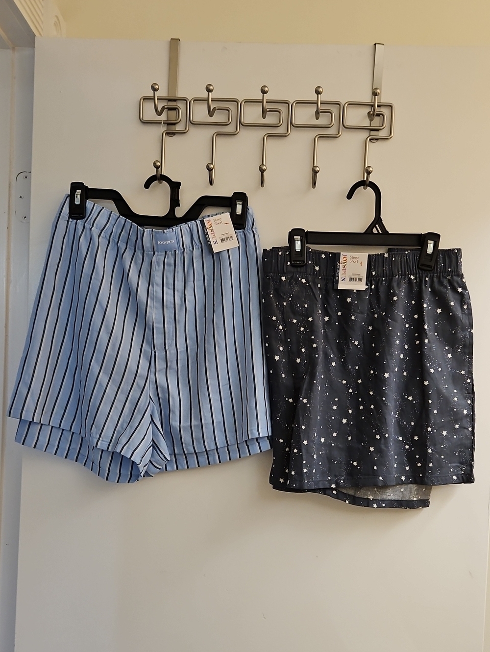 Joyspun Womens Sleep Shorts Lot 2 NWT Size 3X 22W-24W Blue Striped & Star Print